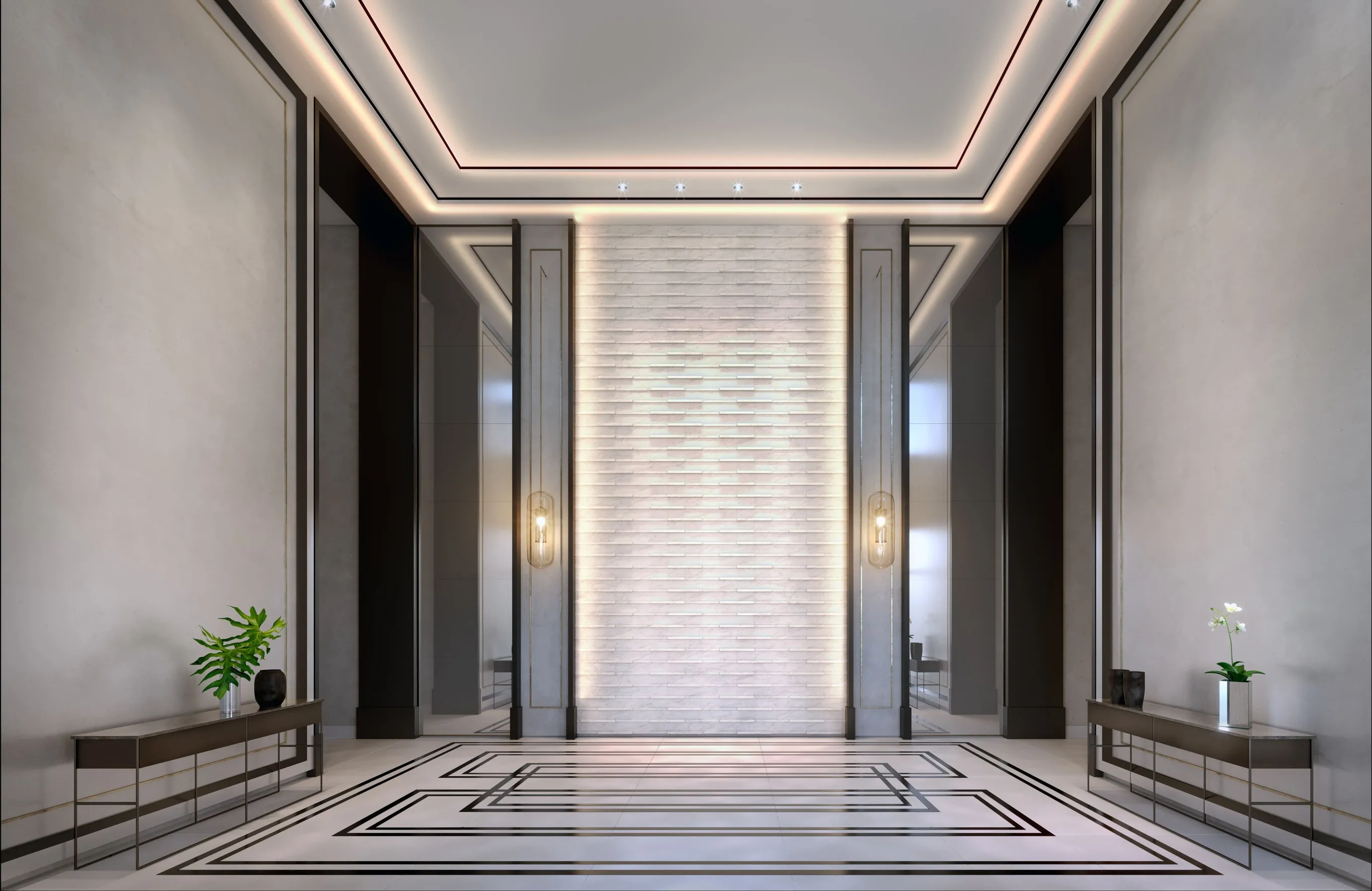 Perspectiva Ilustrada do Lobby Interno