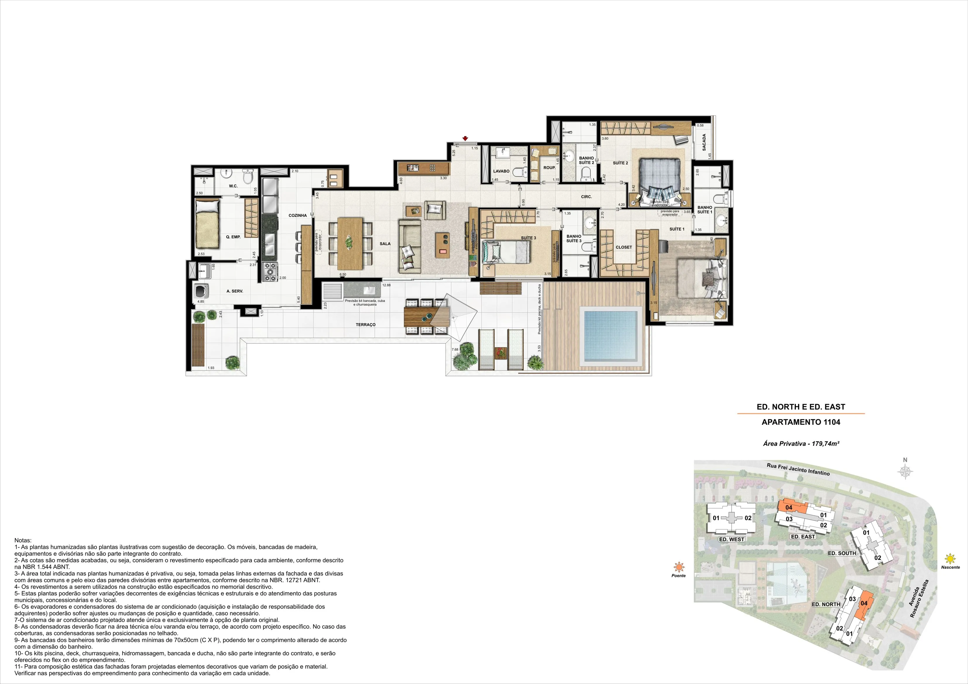 LATITUD - ED. NORTH E ED. EAST - COBERTURA 179m² - COLUNA 04