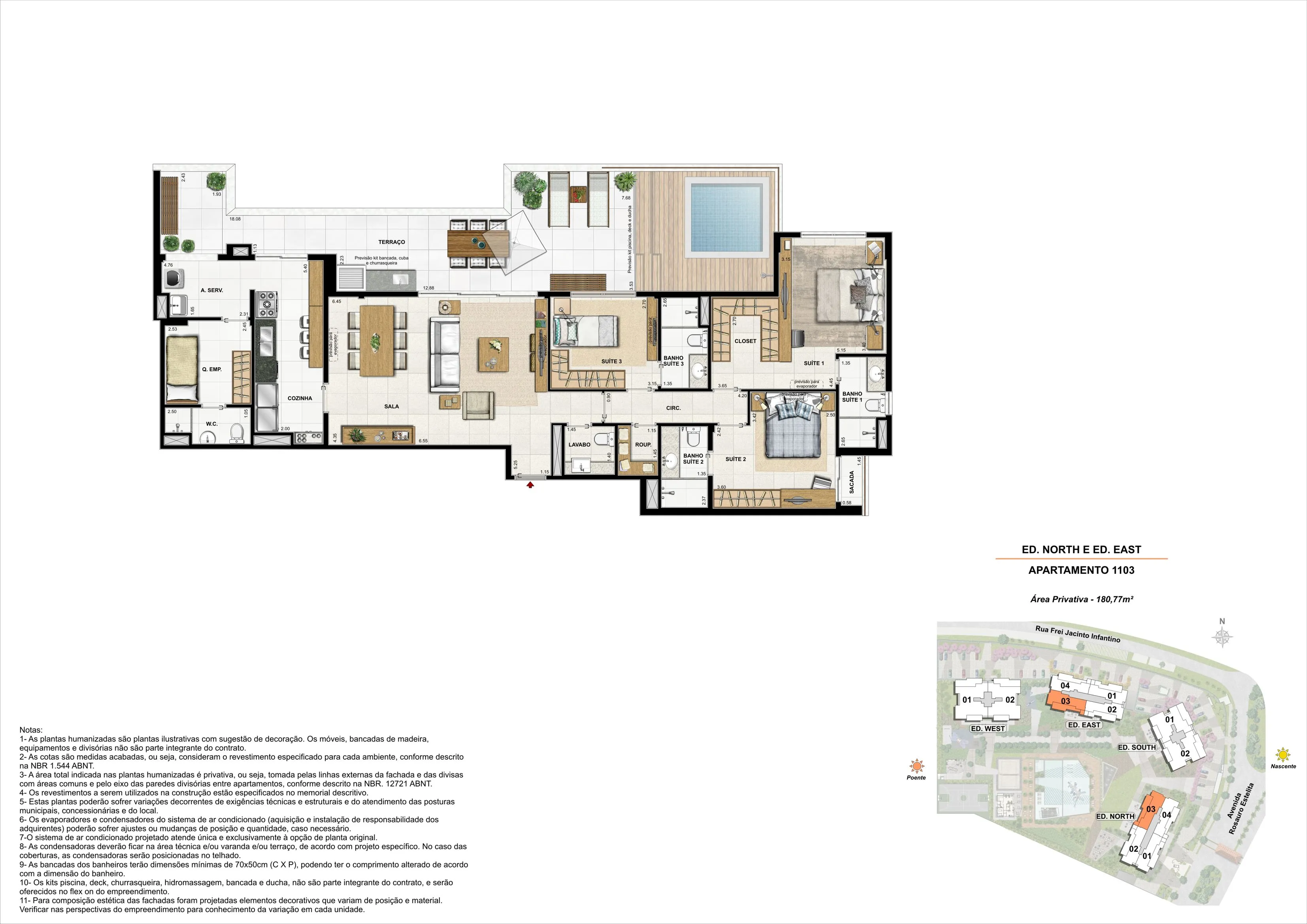 LATITUD - ED. NORTH E ED. EAST - COBERTURA 180m² - COLUNA 03