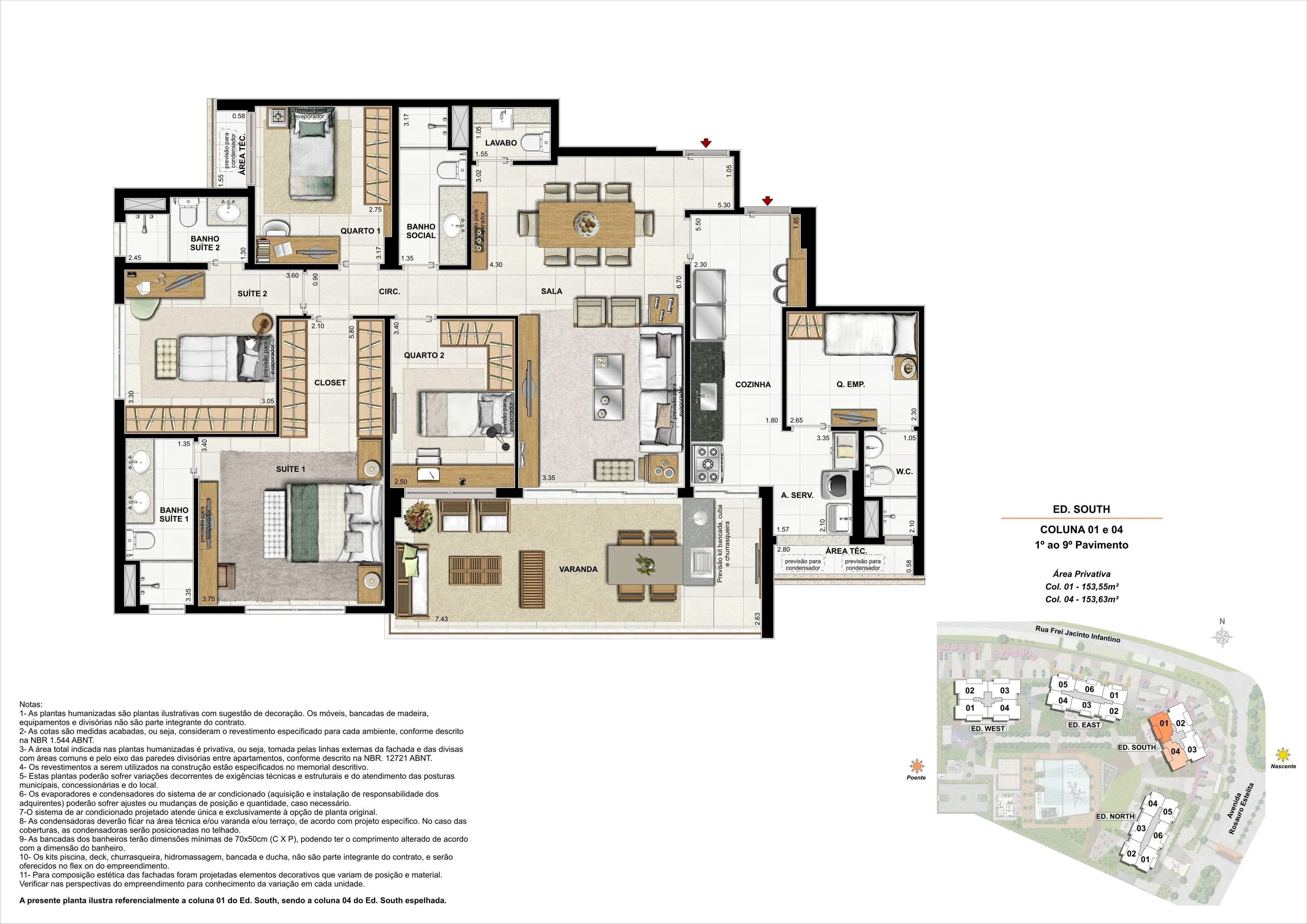 LATITUD - ED. SOUTH - APARTAMENTO 153m² - COLUNA 01 E 04 (PAV. 01 A 09)