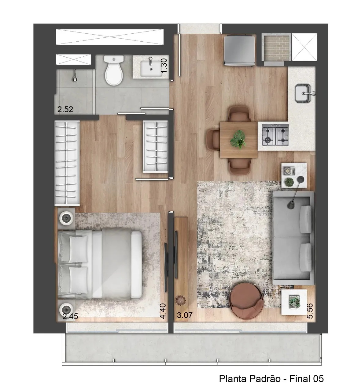 1 dorm. | 43m²