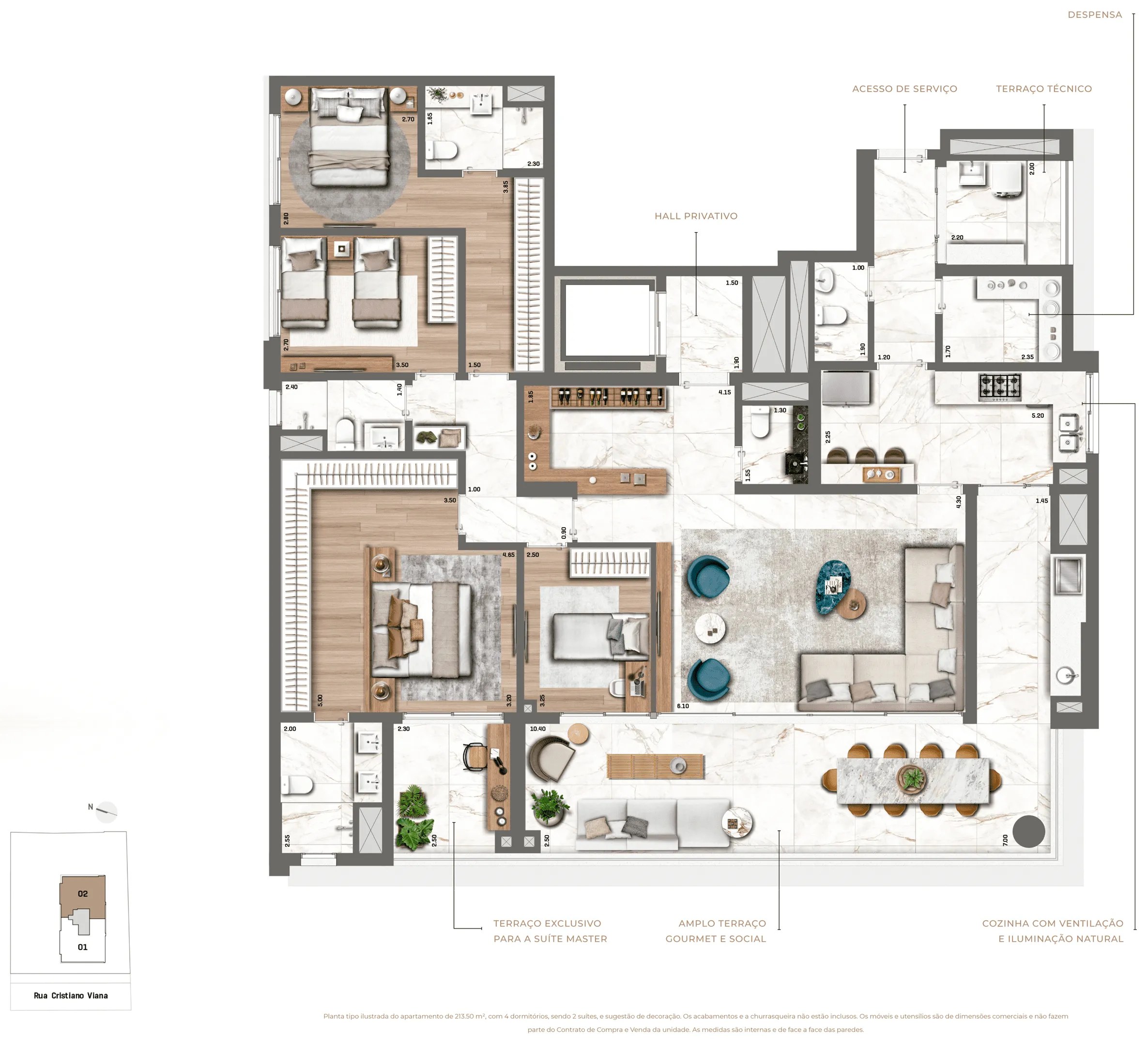 Planta Tipo 213 m² | 4 Dorms