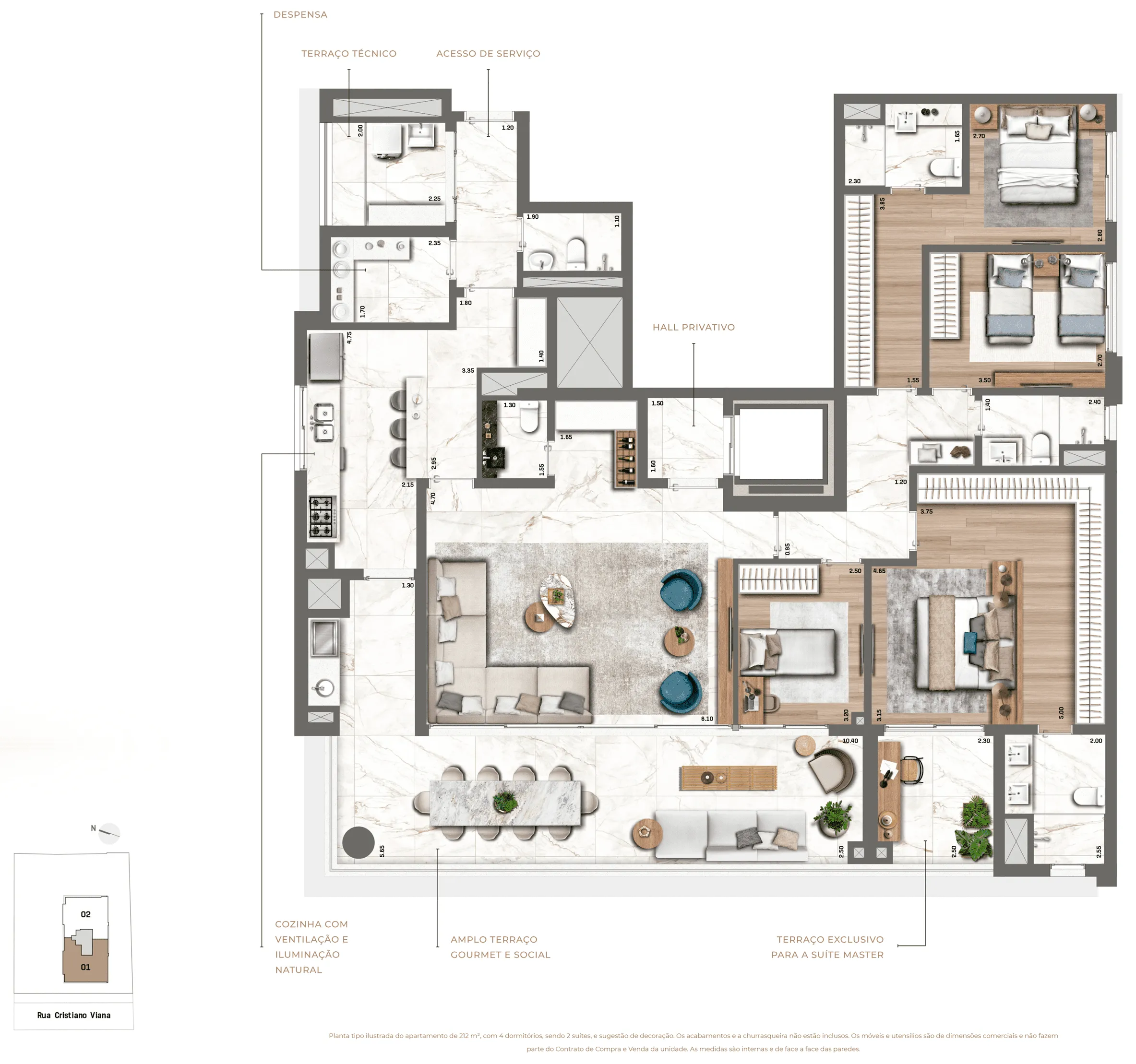 Planta Tipo 212 m² | 4 Dorms