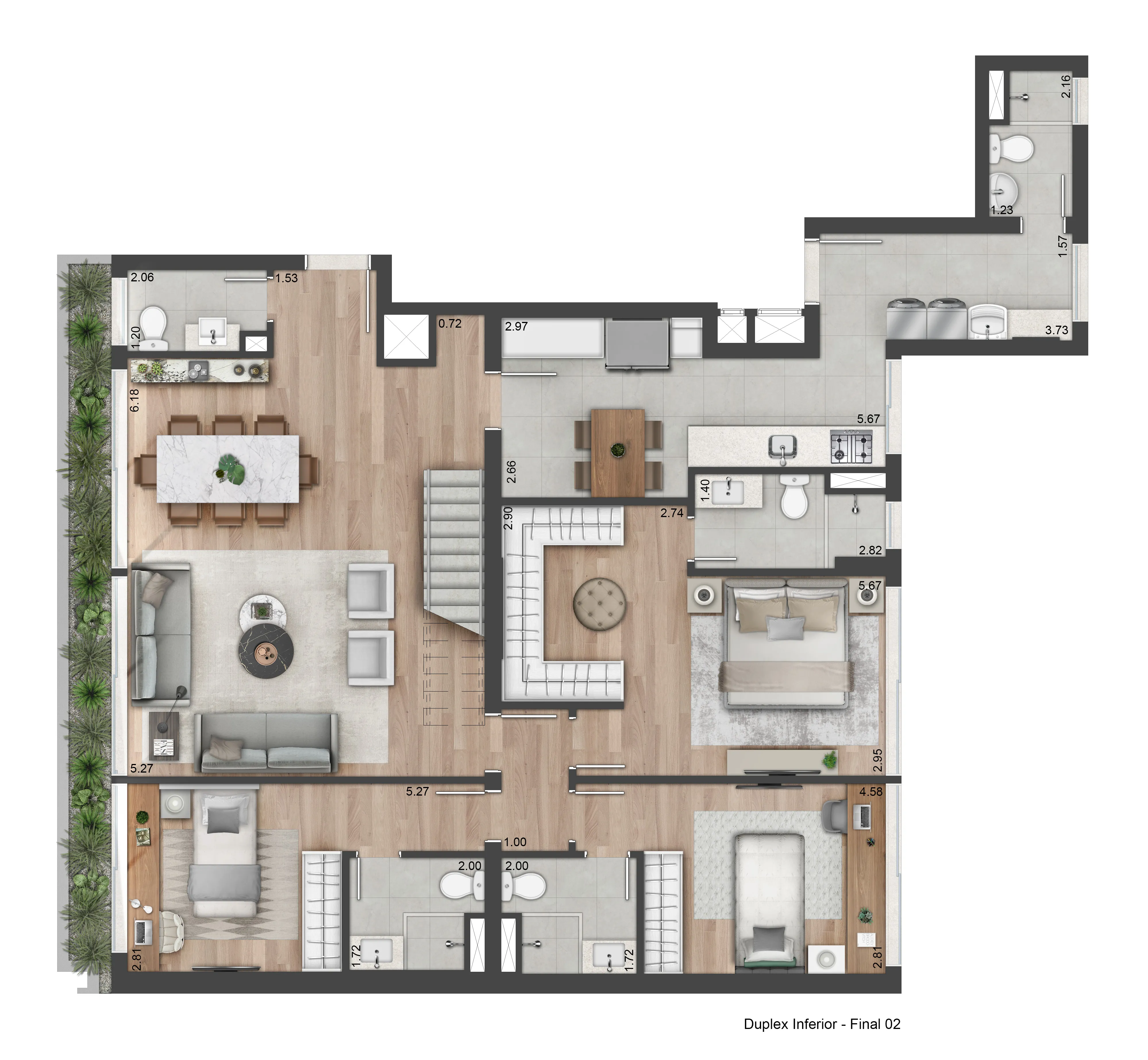 Planta Duplex - Piso Inferior | 272m²