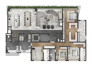 Planta 290m² | 3 suítes