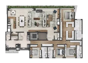 Planta 290m² | 4 suítes