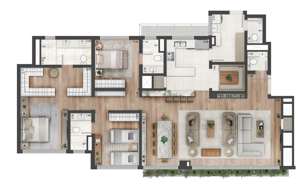 3 SUÍTES 170m2 a 175m2 - churrasqueira