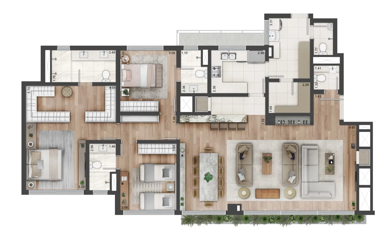 3 SUÍTES 170m2 a 175m2 - padrão