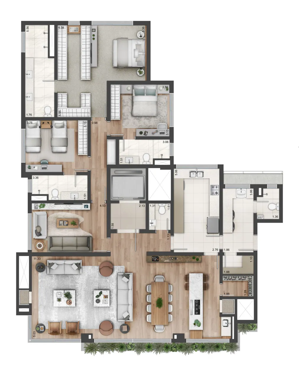 3 SUÍTES 219m2 a 227m2 - padrão