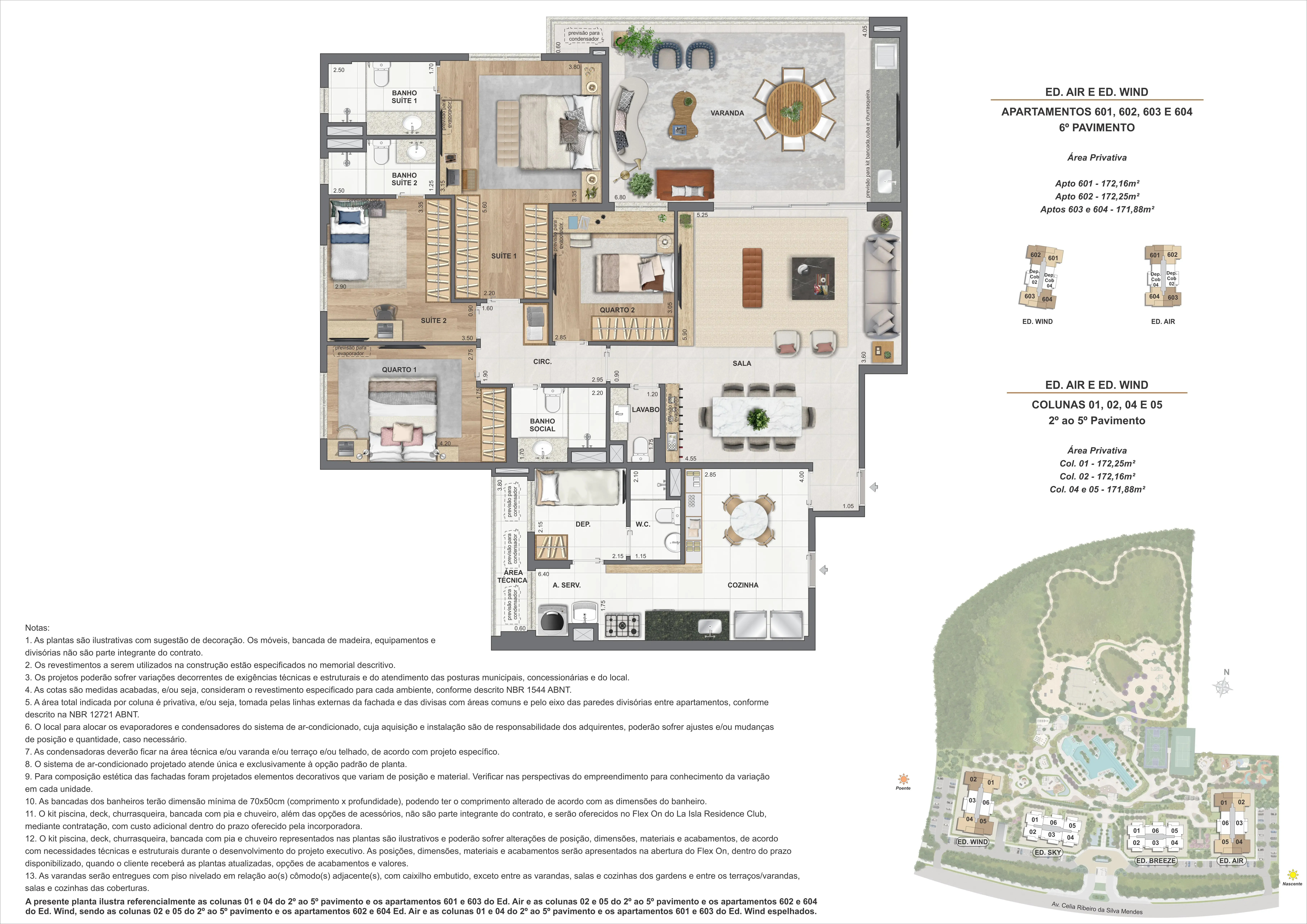 Apartamento – Ed. Air E Wind – Colunas 01, 02, 04 e 05 2º Ao 6º Pav