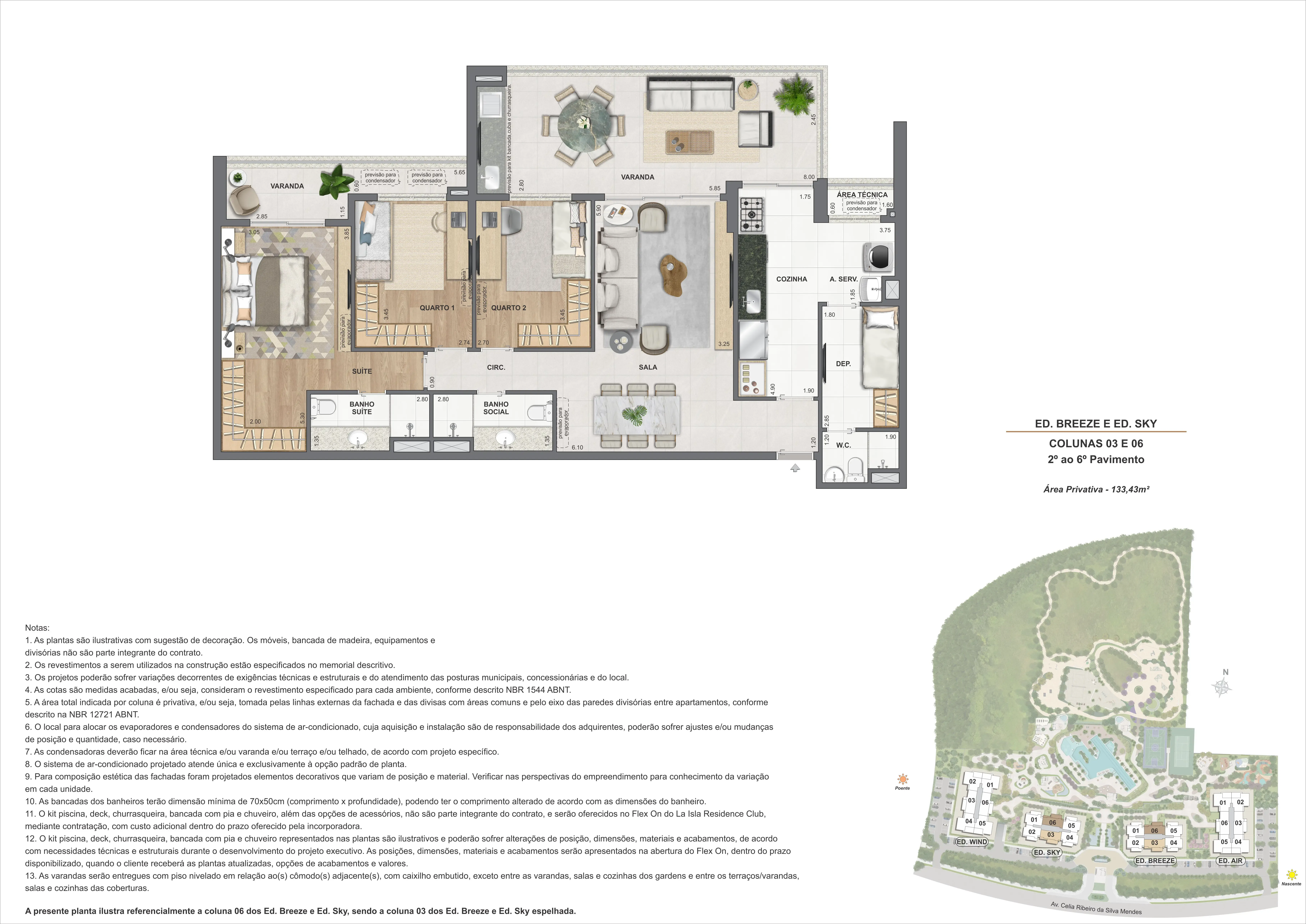 Apartamento – Ed. Breeze E Sky – Colunas 03 e 06 – 2º Ao 6º Pav