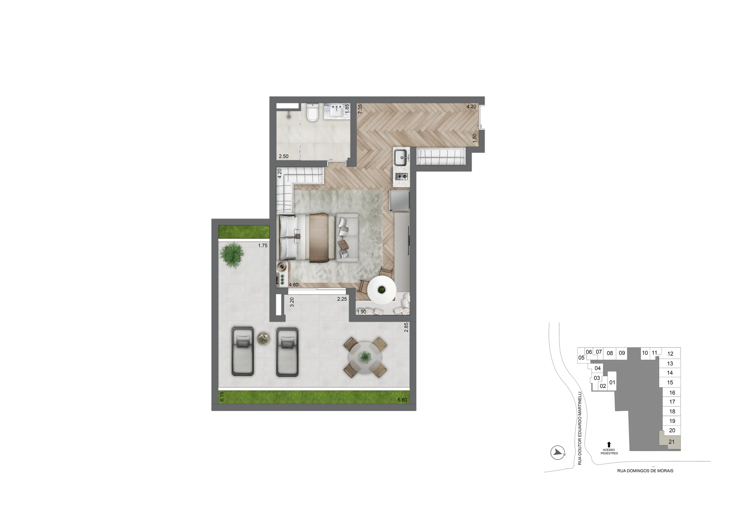 Planta Padrão 72 m²  | Studio