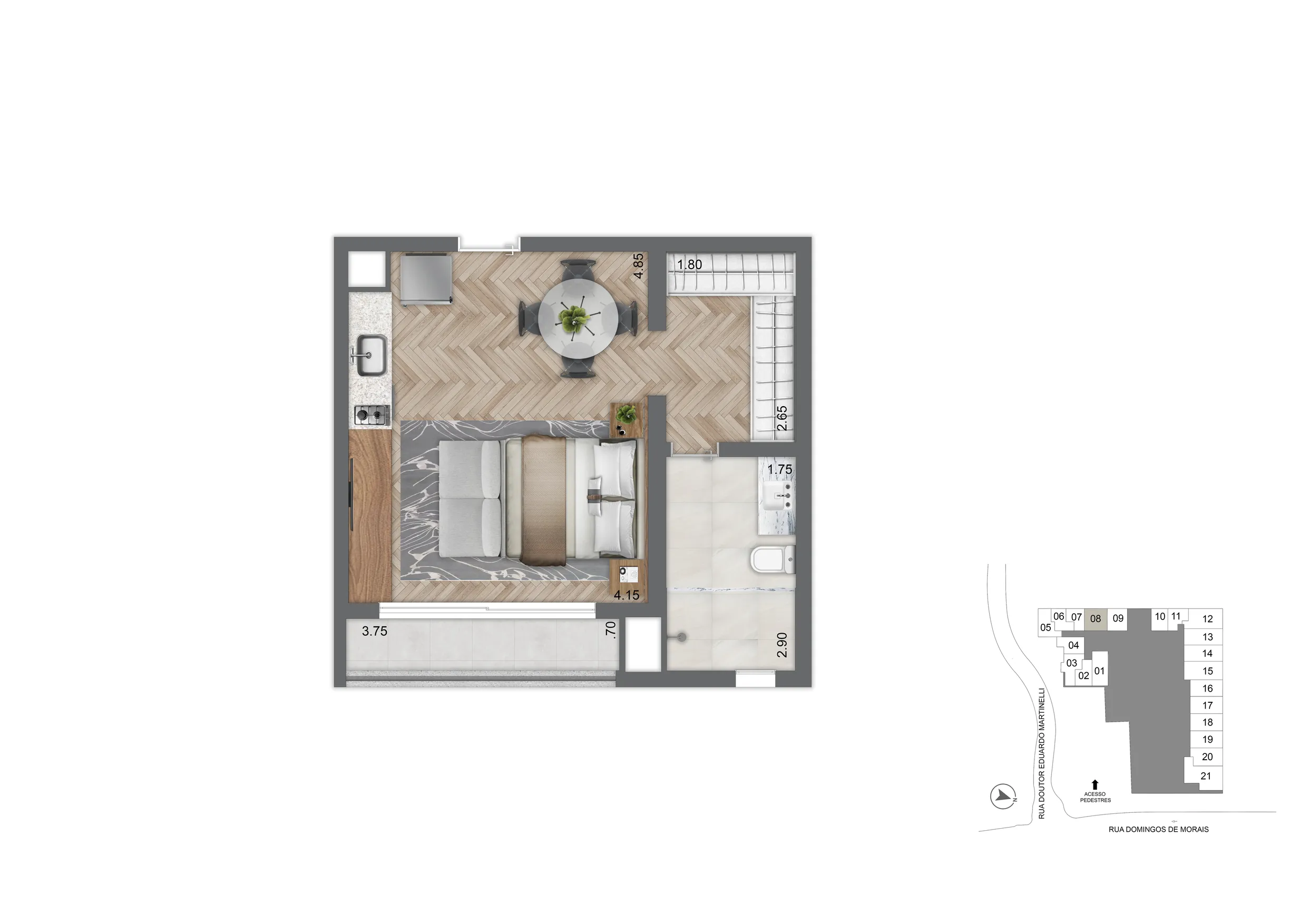 Planta Padrão 39 m²  | Studio