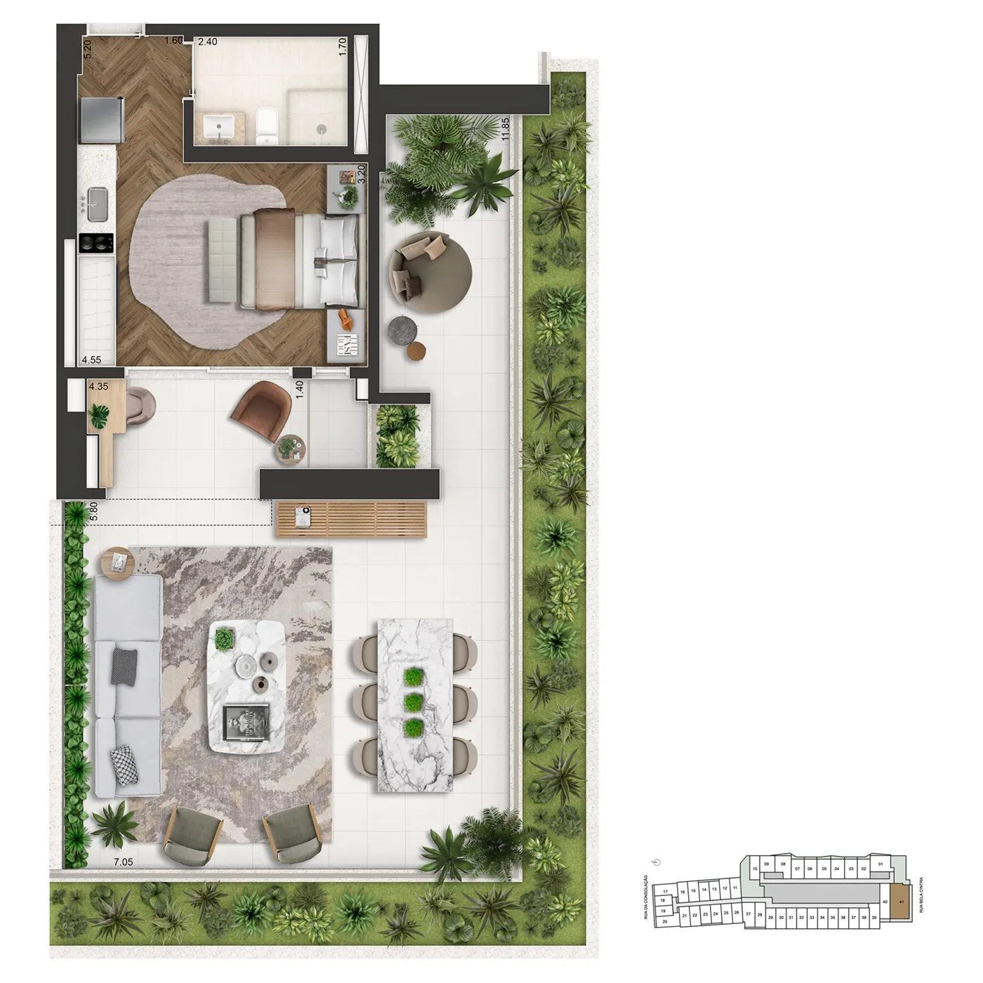 Planta Garden 119,5m²